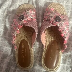 Kurt Geiger Pink Textured Slide Sandals